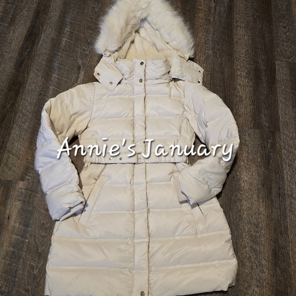 ZARA Women’s Water Repellent Windproof Hooded Puffer Coat(Ecru, US L) - Picture 13 of 16